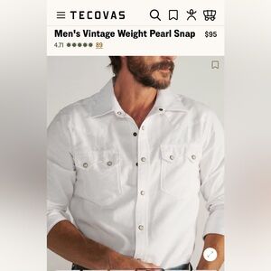 NWOT Tecovas SZ Medium Vintage Pearl Snap Western button down shirt long sleeve